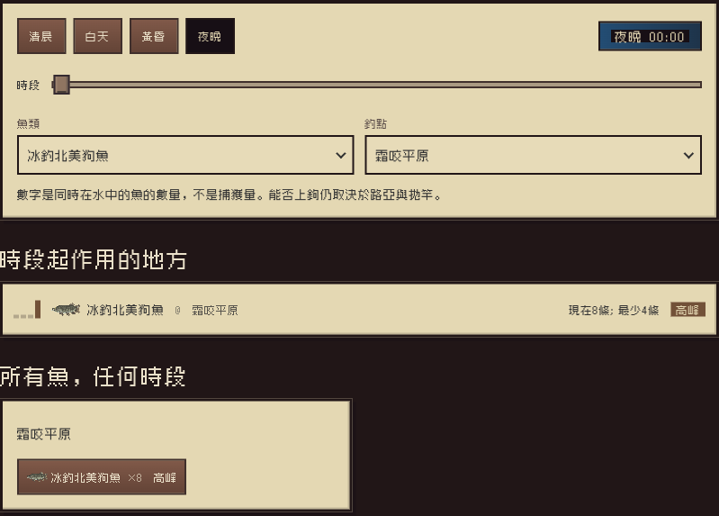 冰釣北美狗魚, 霜咬平原: 夜晚 00:00